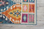8' X 10' Blue And Pink Ogee Power Loom Area Rug