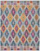 8' X 10' Blue And Pink Ogee Power Loom Area Rug