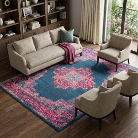 7' X 10' Blue Power Loom Area Rug