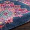 8' Blue Round Power Loom Area Rug
