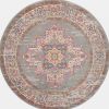 5' Gray Round Power Loom Area Rug
