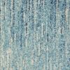 6' Blue and Ivory Abstract Power Loom Runner Rug