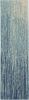 6' Blue and Ivory Abstract Power Loom Runner Rug