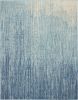 8' X 10' Blue and Ivory Abstract Stripes Power Loom Area Rug