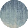 8' Blue and Ivory Abstract Power Loom Round Rug