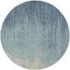 8' Blue and Ivory Abstract Power Loom Round Rug
