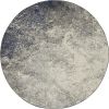 5' Gray And Ivory Round Abstract Power Loom Area Rug