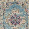 6' Light Blue Southwestern Power Loom Runner Rug