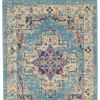 6' Light Blue Southwestern Power Loom Runner Rug