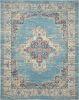 8' X 10' Light Blue Southwestern Power Loom Area Rug