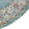 8' Light Blue Round Southwestern Power Loom Area Rug