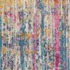 8' Pink And Ivory Abstract Power Loom Runner Rug