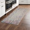 8' Pink And Ivory Abstract Power Loom Runner Rug