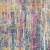 8' Pink And Ivory Abstract Power Loom Runner Rug