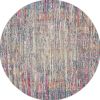 5' Pink And Ivory Round Abstract Power Loom Area Rug