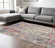 7' X 10' Pink And Ivory Abstract Power Loom Area Rug