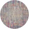 8' Pink And Ivory Round Abstract Power Loom Area Rug