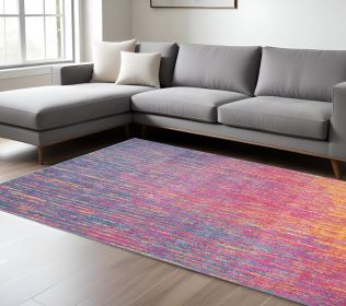 7' X 10' Blue And Pink Abstract Power Loom Area Rug