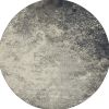 8' Gray And Ivory Round Abstract Power Loom Area Rug