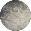 8' Gray And Ivory Round Abstract Power Loom Area Rug