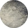 8' Gray And Ivory Round Abstract Power Loom Area Rug