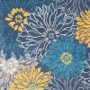 7' X 10' Blue Floral Power Loom Area Rug