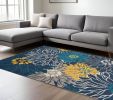7' X 10' Blue Floral Power Loom Area Rug