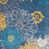 7' X 10' Blue Floral Power Loom Area Rug