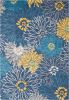 7' X 10' Blue Floral Power Loom Area Rug