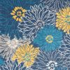 8' X 10' Blue Floral Power Loom Area Rug