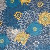 8' X 10' Blue Floral Power Loom Area Rug