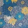 8' X 10' Blue Floral Power Loom Area Rug