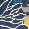8' Blue Round Floral Power Loom Area Rug