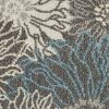 6' Blue And Gray Floral Power Loom Runner Rug