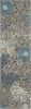 8' Blue And Gray Floral Power Loom Runner Rug