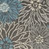 8' Blue And Gray Floral Power Loom Runner Rug