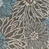 8' Blue And Gray Floral Power Loom Runner Rug
