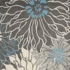 8' X 10' Blue And Gray Floral Power Loom Area Rug