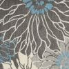 8' X 10' Blue And Gray Floral Power Loom Area Rug