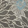 8' Blue And Gray Round Floral Power Loom Area Rug