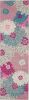 8' Gray Floral Dhurrie Runner Rug