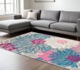 7' X 10' Gray Floral Dhurrie Area Rug