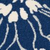 6' Blue And Ivory Floral Dhurrie Runner Rug
