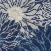 6' Blue And Ivory Floral Dhurrie Runner Rug