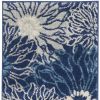 6' Blue And Ivory Floral Dhurrie Runner Rug