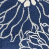8' Blue And Ivory Floral Power Loom Runner Rug