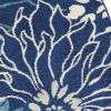 4' Blue And Ivory Round Floral Dhurrie Area Rug