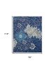 7' X 10' Blue And Ivory Floral Power Loom Area Rug