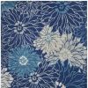 8' X 10' Blue And Ivory Floral Power Loom Area Rug