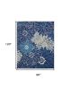 8' X 10' Blue And Ivory Floral Power Loom Area Rug